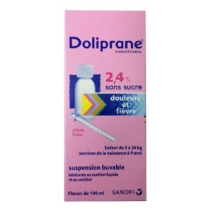 Doliprane 2,4% sans sucre sirop enfant 3 à 26kg 100ml