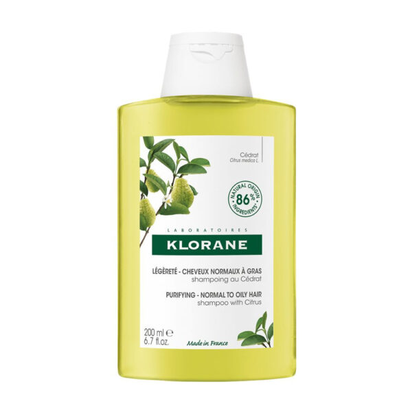 Klorane Légèreté - Cheveux Normaux à Gras Shampoing au Cédrat 200 ml
